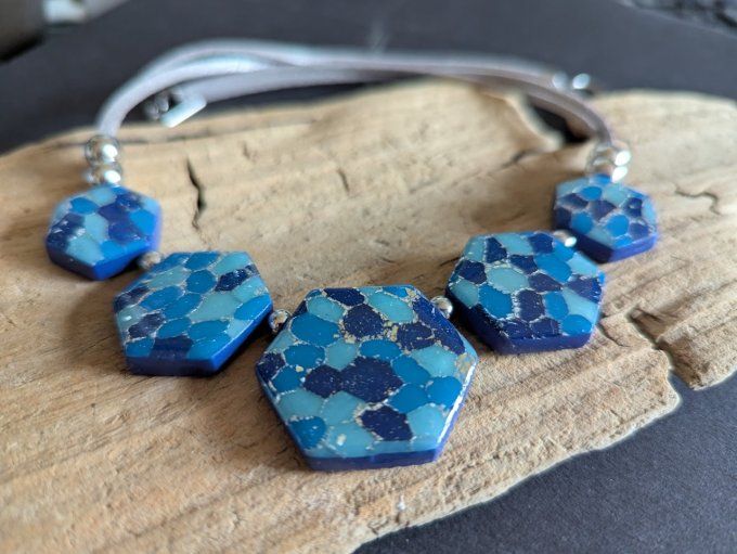 Collier  Hexagonal - Élégance Géométrique en Pâte Polymère - Copie